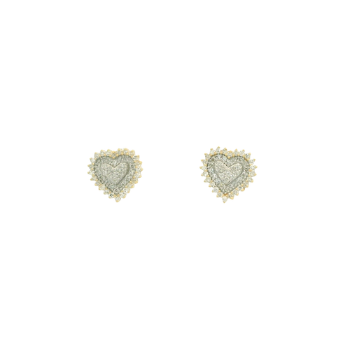 Heart-Shaped Diamond Stud Earrings in Yellow Gold