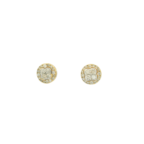 Yellow Gold Stud Earrings with Round Cut Diamonds