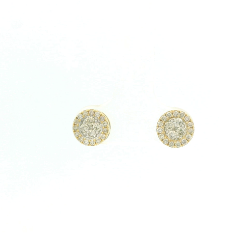 Yellow Gold Stud Earrings with Round Cut Diamonds