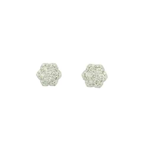 White Gold Diamond Floral Stud Earrings