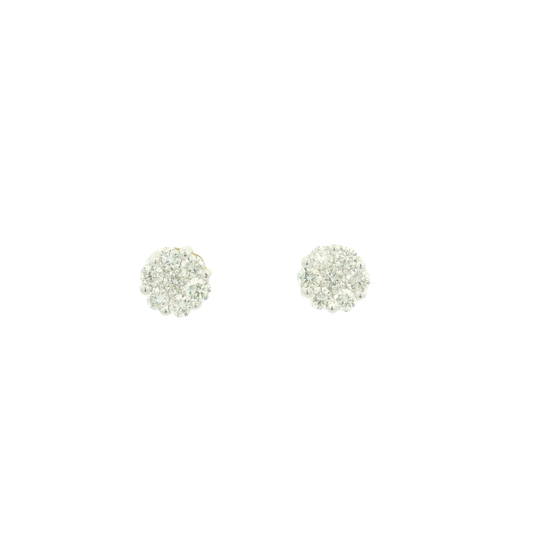 Diamond Stud Earrings in Yellow Gold with Round Brilliant Diamonds