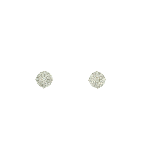 White Gold Diamond Stud Earrings: Round Brilliant Cut