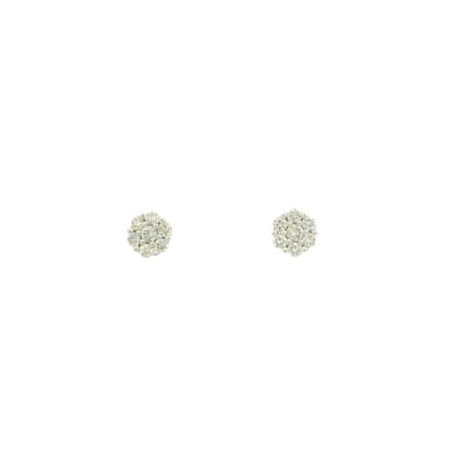 White Gold Stud Earrings with Round Brilliant Cut Diamonds