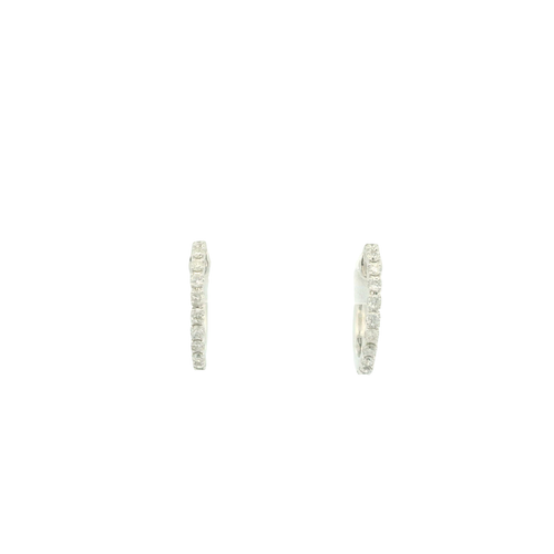 Diamond Hoop Earrings in White Gold with Round Brilliant Cut Diamonds