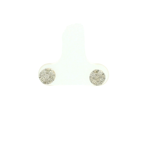 Yellow Gold Round Brilliant Cut Diamond Stud Earrings