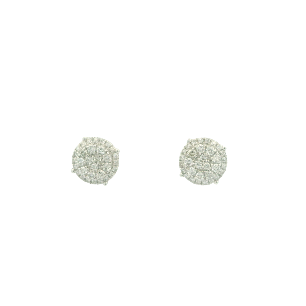 White Gold Stud Earrings with Round Brilliant Cut Diamonds