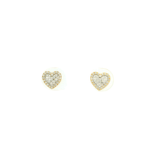 Load image into Gallery viewer, Yellow Gold Diamond Heart Stud Earrings