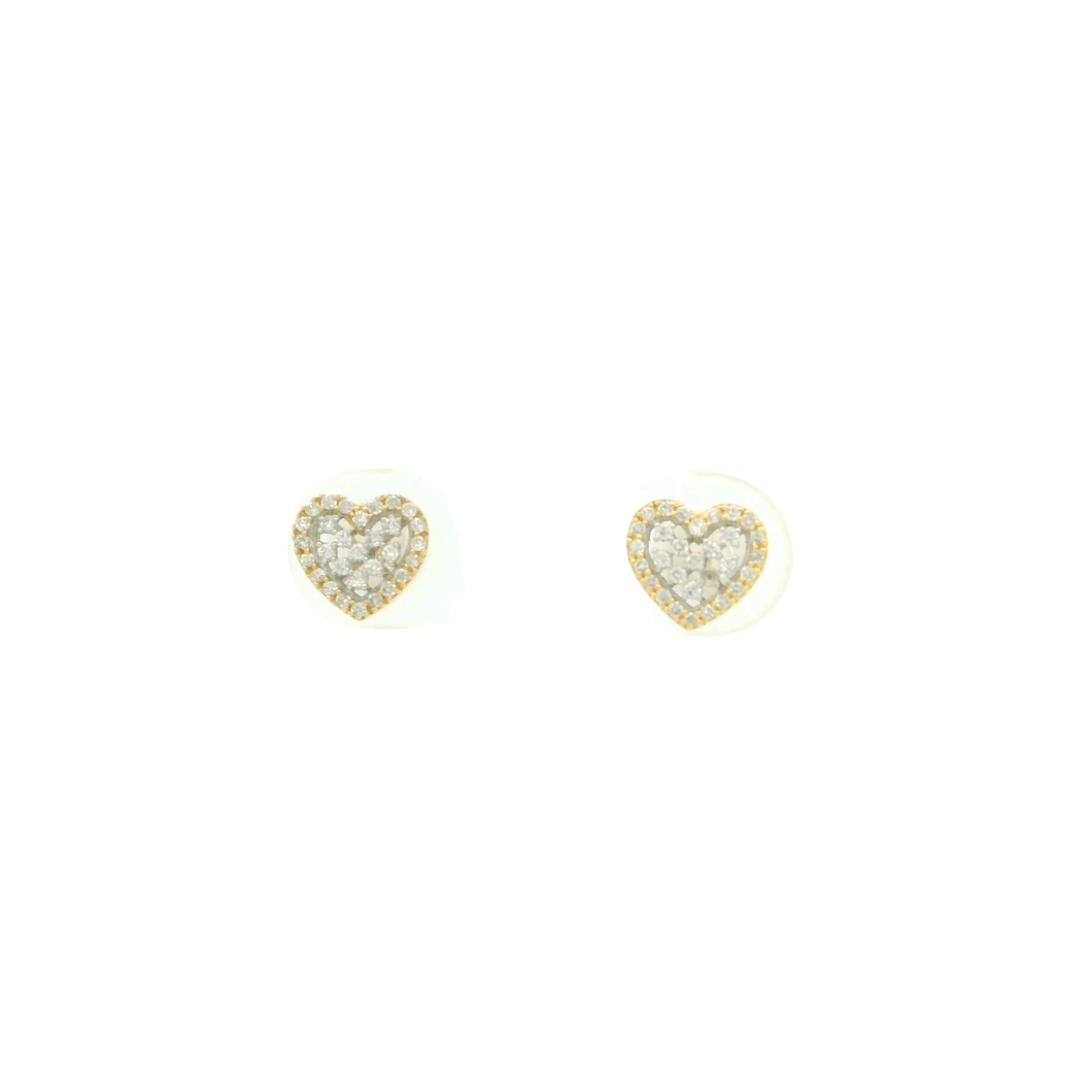 Yellow Gold Diamond Heart Stud Earrings