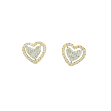 Load image into Gallery viewer, Yellow Gold Heart Shape Diamond Stud Earrings