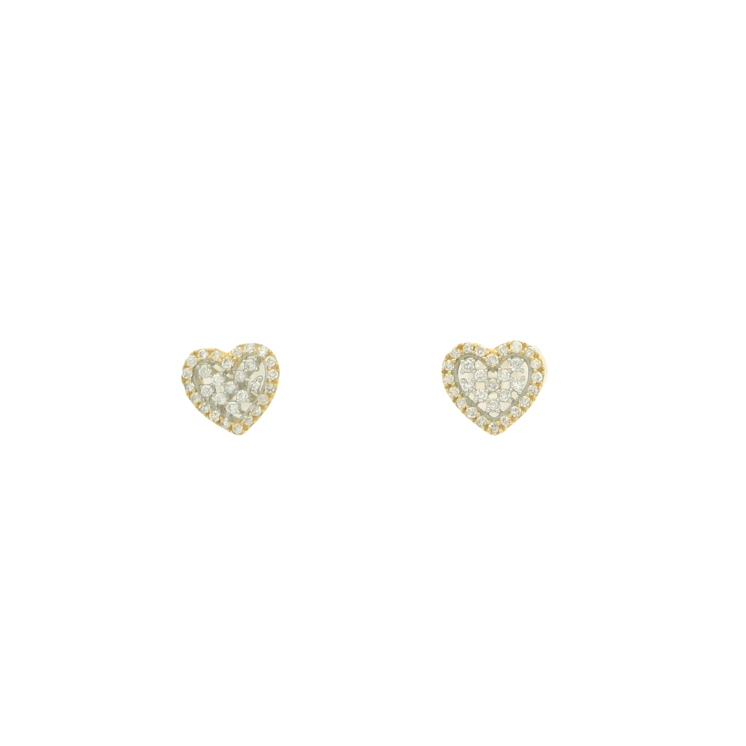 Yellow Gold Heart-Shaped Diamond Stud Earrings