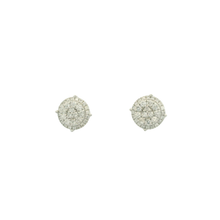 Load image into Gallery viewer, Diamond Cluster Stud Earrings in White Gold, Round Brilliant Cut