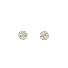 Load image into Gallery viewer, White Gold Stud Earrings with Round Cut Diamond Cluster