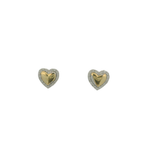 Load image into Gallery viewer, Yellow Gold Heart Stud Earrings with Diamond Halo