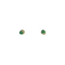Load image into Gallery viewer, Yellow Gold Stud Earrings with Round Emerald Cabochons