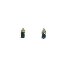 Load image into Gallery viewer, Yellow Gold Stud Earrings with Deep Blue Sapphire Cabochons
