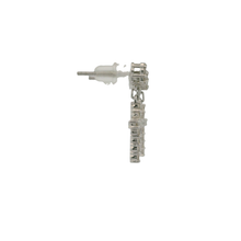 Load image into Gallery viewer, Silver Dangle Earrings with Round Cut Diamonds in Cross Design