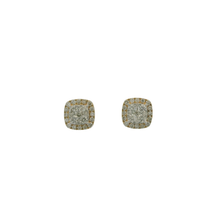 Load image into Gallery viewer, Yellow Gold Stud Earrings with Square Brilliant-Cut Diamonds