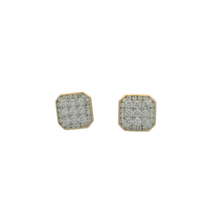 Load image into Gallery viewer, Yellow Gold Stud Earrings with Square Cut Diamonds