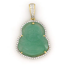 Load image into Gallery viewer, 14K Yellow Gold Green Jade Buddha Pendant 0.65 Ctw