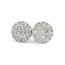 Load image into Gallery viewer, 14K White Gold Round Cluster Earrings 0.55 Ctw