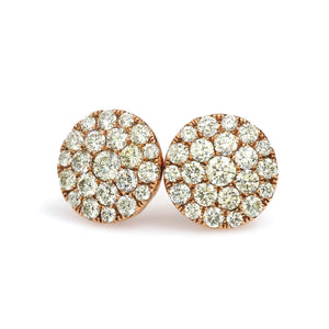 10K Rose Gold Round Cluster Earrings 1.12 Ctw - Queen City Jewelry & Pawn