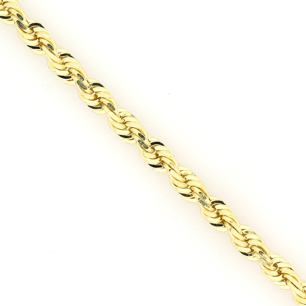 10k 3mm Yellow Gold Light Weight Diamond Cut Rope Chains