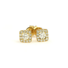 Load image into Gallery viewer, 14K Yellow Gold Square Halo Earrings 0.44 Ctw
