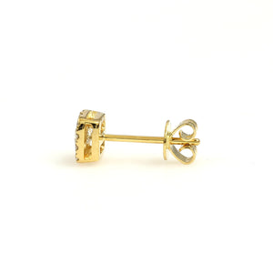 14K Yellow Gold Square Halo Earrings 0.44 Ctw