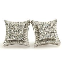 Load image into Gallery viewer, 10K White Gold Square Pave Earrings 1.5 Ctw
