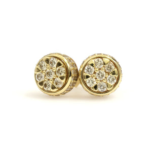 14K Yellow Gold Circle Cluster Earrings 1 Ctw