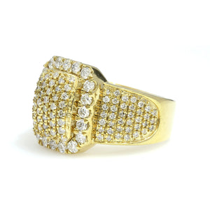14K Yellow Gold Rectangle Pave Ring 2 Ctw