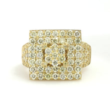 Load image into Gallery viewer, 10K Yellow Gold Square Pave Ring 3.5 Ctw
