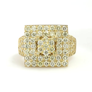 10K Yellow Gold Square Pave Ring 3.5 Ctw