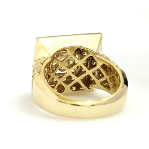 10K Yellow Gold Square Pave Ring 3.5 Ctw