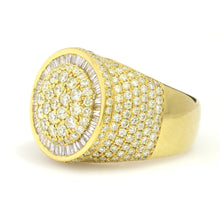 Load image into Gallery viewer, 10K Yellow Gold Round Cluster Baguette Halo Ring 4.5 Ctw