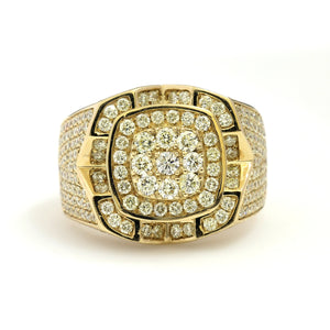 10K Yellow Gold Square Pave Ring 3.4 Ctw