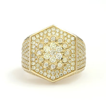Load image into Gallery viewer, 10K Yellow Gold Hexagon Pave Ring 2.95 Ctw