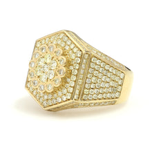 Load image into Gallery viewer, 10K Yellow Gold Hexagon Pave Ring 2.95 Ctw