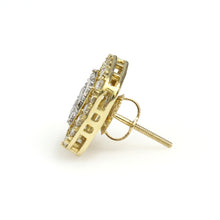 Load image into Gallery viewer, 14K Yellow Gold Square Cluster Halo Earrings 1.5 Ctw