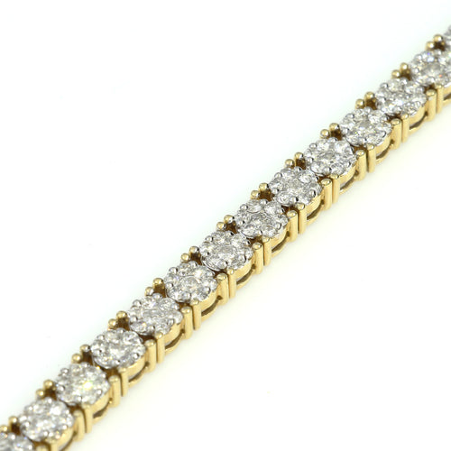 14K Yellow Gold Round Cluster Bracelet 7.9 Ctw