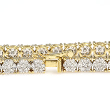 Load image into Gallery viewer, 14K Yellow Gold Round Cluster Bracelet 7.9 Ctw