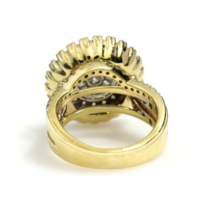 14K Yellow Gold Round Cluster 2 Pc Bridal Set Ring 2.5 Ctw