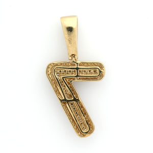 10K Yellow Gold Number 7 Pendant 1.1 Ctw