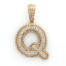 Load image into Gallery viewer, 10K Yellow Gold Q Initial Pendant 2 Ctw