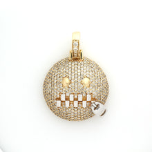 Load image into Gallery viewer, 14K Yellow Gold Zipper Mouth Emoji Pendant 2.25 Ctw