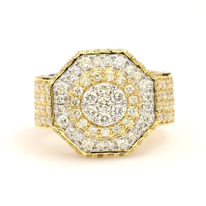 10K Yellow Gold Octagon Pave Ring 2.95 Ctw