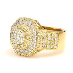 10K Yellow Gold Octagon Pave Ring 2.95 Ctw