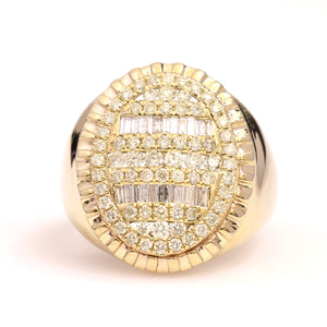 10K Yellow Gold Baguette And Round Oval Cluster Ring 1.59 Ctw