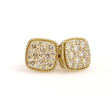 Load image into Gallery viewer, 10K Yellow Gold Square Cluster Earrings 0.78 Ctw