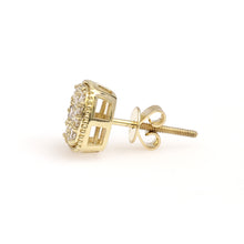 Load image into Gallery viewer, 10K Yellow Gold Square Cluster Earrings 0.78 Ctw